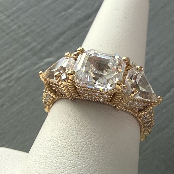 Judith Ripka 925 Sterling Silver 14K Gold Clad Ring Size 8.75 NEW